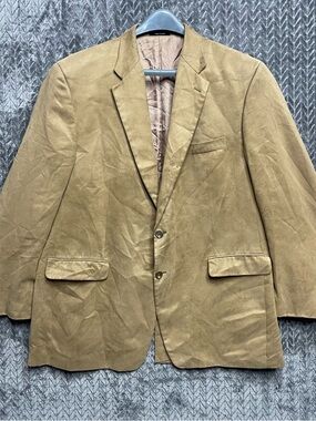Lauren Ralph Lauren Faux Suede Sport Coat Blazer Mens 48L Camel Tan 2-Button